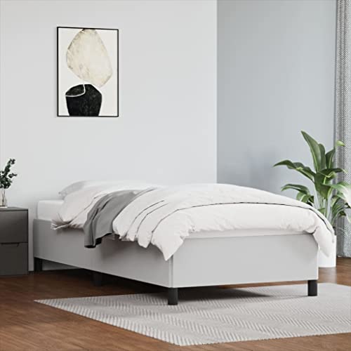 Teenpull Langlebiges Kunstleder Bettgestell Weiß 80x200 cm für erholsamen Schlaf, Stabiler Holz Lattenrost Bettrahmen mit Stützbeinen, schmutzabweisend, einfache Montage, modernes Schlafzimmer Möbel. von Teenpull