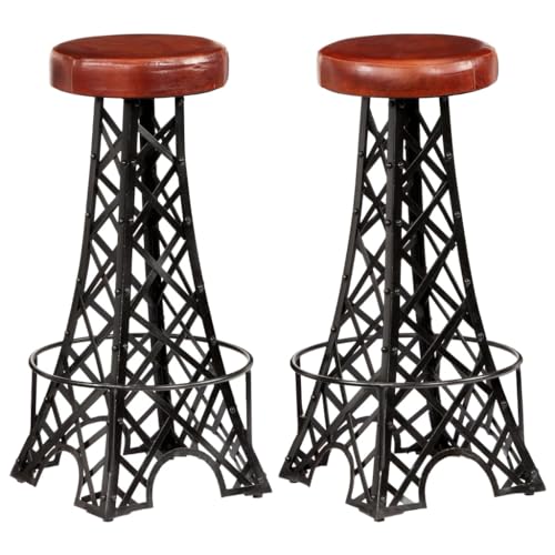 Teenpull Leather Bar Stools Set of 2, Counter Height Chairs for Kitchen Island, Dining Room, Home Bar, Industrial Style von Teenpull