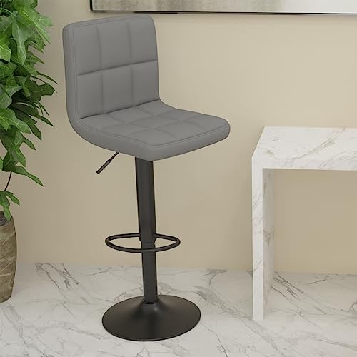 Teenpull Light Gray Fabric Bar Stool Set, Adjustable Swivel Kitchen Counter Chairs with Footrest, Modern Dining Room Seating von Teenpull