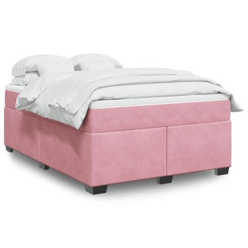 Teenpull Luxuriöses Boxspringbett mit Matratze, Rosa Samt, 140x200 cm, Taschenfederkern, Topper, Stabiles Bettgestell für Schlafzimmer Teenpull Luxuriöses Boxspringbett mit Matratze, Rosa Samt, 140x200 cm, Taschenfederkern, Topper, Stabiles Bettgestell für Schlafzimmer von Teenpull