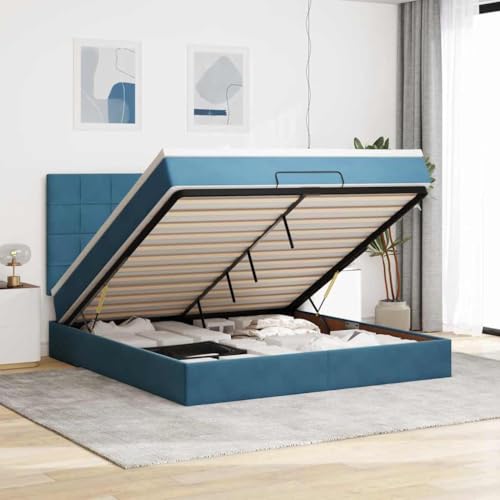 Teenpull Luxuriöses Ottoman-Bett, dunkelblau, 180x200 cm, Samt, mit Taschenfederkernmatratze, Matratzenauflage und Ambiente-LED-Beleuchtung, integrierter großer Stauraum Teenpull Luxuriöses Ottoman-Bett, dunkelblau, 180x200 cm, Samt, mit Taschenfederkernmatratze, Matratzenauflage und Ambiente-LED-Beleuchtung, integrierter großer Stauraum von Teenpull