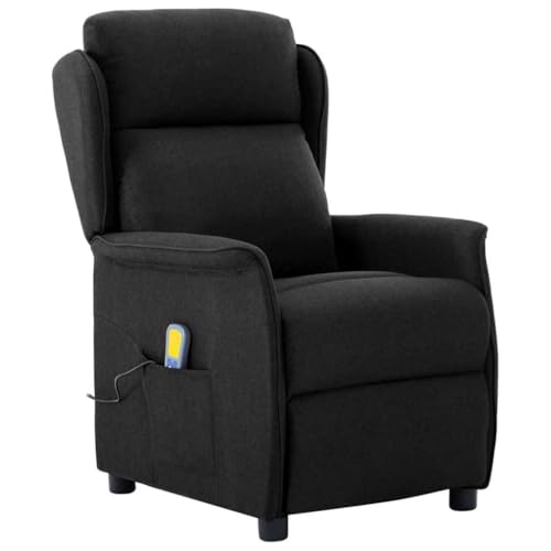 Teenpull Massagesessel mit Kissen, Schwarz Stoff, Verstellbarer Liegesessel für Wohnzimmer Schlafzimmer, bequemer Relax Sitz mit USB-Ladefunktion, 67.5 x 93.5 x 101.5 cm von Teenpull