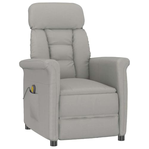 Teenpull Massagesessel mit Neigefunktion, Hellgrau Polyester Mikrofaser, 70.5x96.5x95 cm, Entspannung für Wohnzimmer & Büro, Komfortabler Relaxsessel mit Massagefunktion von Teenpull