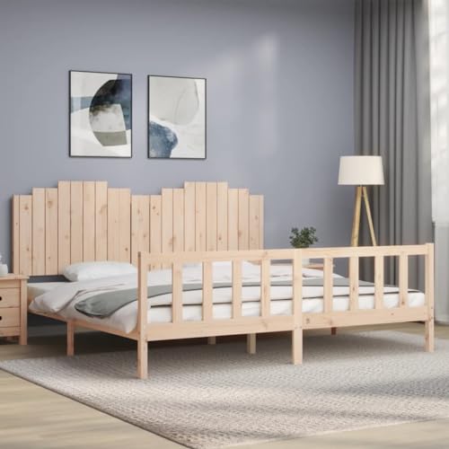 Teenpull Massives Kiefernholz Bettrahmen 200x200 cm, Robustes Doppelbett mit Kopfteil, langlebiges Plattform-Design für Schlafzimmer-Möbel Teenpull Massives Kiefernholz Bettrahmen 200x200 cm, Robustes Doppelbett mit Kopfteil, langlebiges Plattform-Design für Schlafzimmer-Möbel von Teenpull