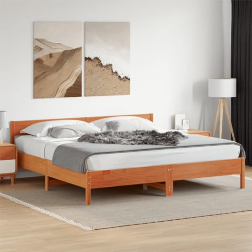 Teenpull Massivholz Bettrahmen Kiefernholz Wachsbraun 200x200 cm, stabiles Bettgestell mit Kopfteil, Plattform für Schlafzimmer, robuste Möbel ohne Matratze für erholsamen Schlaf Teenpull Massivholz Bettrahmen Kiefernholz Wachsbraun 200x200 cm, stabiles Bettgestell mit Kopfteil, Plattform für Schlafzimmer, robuste Möbel ohne Matratze für erholsamen Schlaf von Teenpull