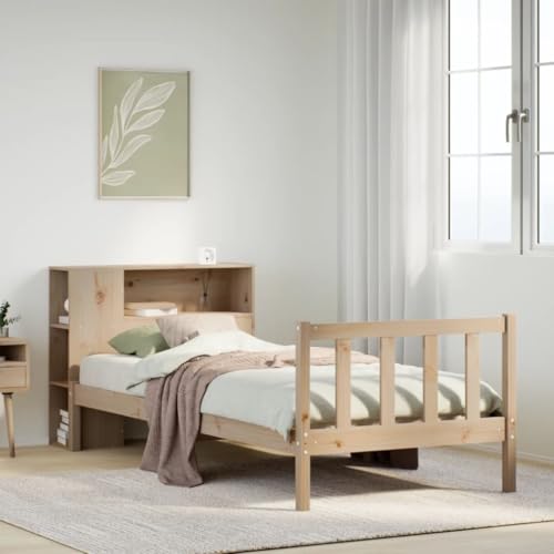 Teenpull Massivholz-Einzelbett 90x200 cm mit Regal-Kopfteil aus Kiefer, Stabiler Bettrahmen ohne Matratze, Robustes Schlafgestell mit integriertem Bücherregal Teenpull Massivholz-Einzelbett 90x200 cm mit Regal-Kopfteil aus Kiefer, Stabiler Bettrahmen ohne Matratze, Robustes Schlafgestell mit integriertem Bücherregal von Teenpull