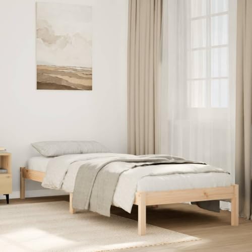 Teenpull Massivholzbett Extra Lang 100x220 cm, Kiefernholz Unbehandelt, Robustes Bettgestell mit Lattenrost, Stabile Beine, Langlebiges Bettrahmen für Schlafzimmer von Teenpull