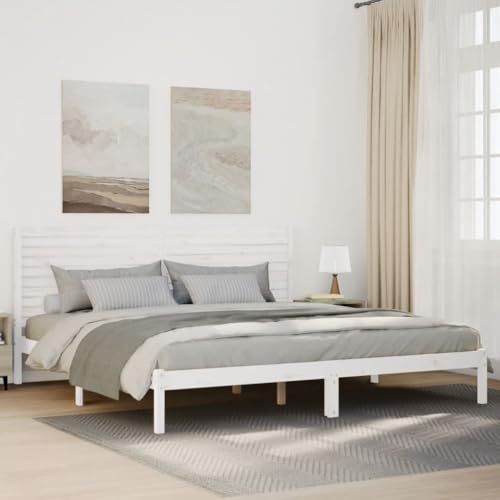 Teenpull Massivholzbett Extra Lang ohne Matratze Weiß 180x220 cm, Kiefernholz Bettrahmen mit Lattenrost und Kopfteil, stabiles Schlafzimmer Möbel von Teenpull
