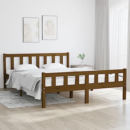 Teenpull Massivholzbett Honigbraun 150x200 cm, Kiefernholz Bettrahmen mit Sperrholz Lattenrost, Robustes Bettgestell für Schlafzimmer Möbel Set, King Size Teenpull Massivholzbett Honigbraun 150x200 cm, Kiefernholz Bettrahmen mit Sperrholz Lattenrost, Robustes Bettgestell für Schlafzimmer Möbel Set, King Size von Teenpull