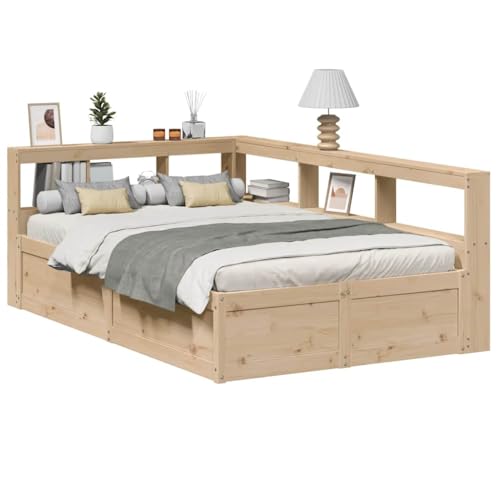 Teenpull Massivholzbett Kiefer 135x190 cm, Robustes Bettgestell mit integriertem Kopfteil und Bücherregal, platzsparende Plattform für Schlafzimmer Möbel, unbehandeltes Holz ohne Matratze. Teenpull Massivholzbett Kiefer 135x190 cm, Robustes Bettgestell mit integriertem Kopfteil und Bücherregal, platzsparende Plattform für Schlafzimmer Möbel, unbehandeltes Holz ohne Matratze. von Teenpull