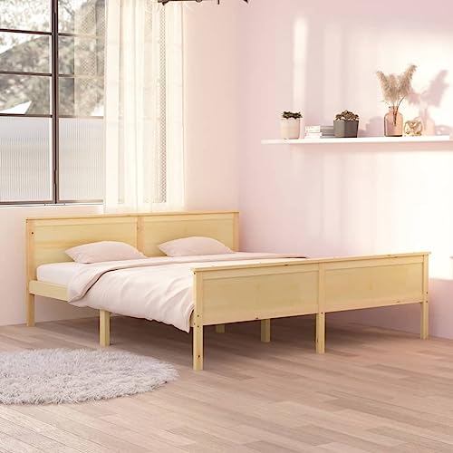 Teenpull Massivholzbett Kiefer 180x200 cm, Robustes Bettgestell aus unbehandeltem Holz, stabiles Plattform-Design für Schlafzimmer, natürliche Optik von Teenpull