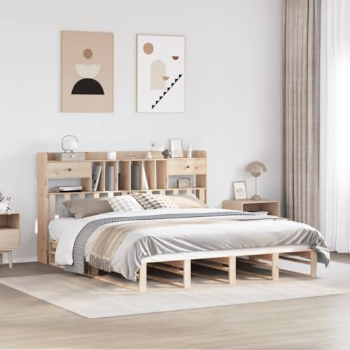 Teenpull Massivholzbett Kiefernholz, 180x200 cm, mit integriertem Regal Kopfteil, Robustes Bettgestell ohne Matratze, natürliches Design für Schlafzimmer Teenpull Massivholzbett Kiefernholz, 180x200 cm, mit integriertem Regal Kopfteil, Robustes Bettgestell ohne Matratze, natürliches Design für Schlafzimmer von Teenpull