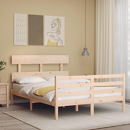 Teenpull Massivholzbett Kiefernholz 120x200 cm, Bettrahmen mit robustem Kopfteil, Holz Lattenrost, langlebiges Schlafzimmer Möbelstück von Teenpull