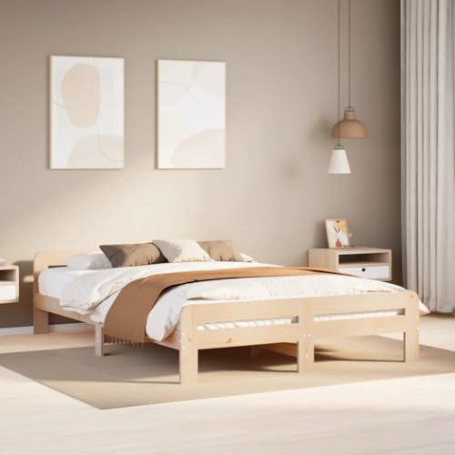 Teenpull Massivholzbett Kiefernholz 150x200 cm, Bettgestell mit Lattenrost, Kopfteil, Schlafzimmer Möbel Set, Robustes Bettrahmen für erholsamen Schlaf Teenpull Massivholzbett Kiefernholz 150x200 cm, Bettgestell mit Lattenrost, Kopfteil, Schlafzimmer Möbel Set, Robustes Bettrahmen für erholsamen Schlaf von Teenpull