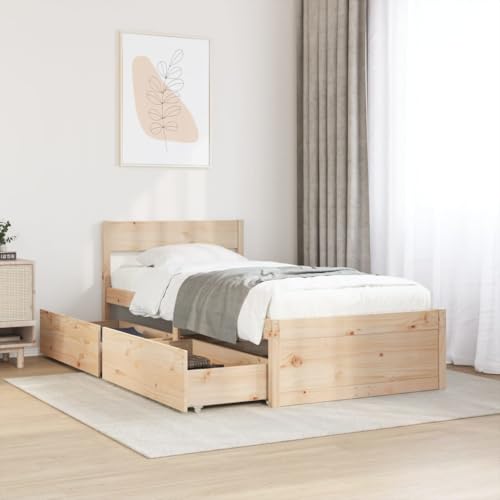 Teenpull Massivholzbett Kiefernholz 90x190 cm, Stabiler Bettrahmen mit Kopfteil und 2 Bettschubladen für Schlafzimmer Stauraum, Plattform-Design, kein Matratzen-Set enthalten Teenpull Massivholzbett Kiefernholz 90x190 cm, Stabiler Bettrahmen mit Kopfteil und 2 Bettschubladen für Schlafzimmer Stauraum, Plattform-Design, kein Matratzen-Set enthalten von Teenpull