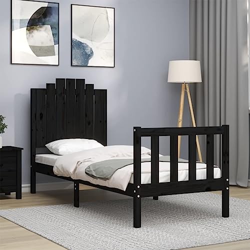 Teenpull Massivholzbett Schwarz aus Kiefernholz mit Kopfteil, 75x190 cm Einzelbettrahmen, Stabiles Plattform Bett Untergestell für Schlafzimmer Möbel, Langlebiger Bettrahmen Teenpull Massivholzbett Schwarz aus Kiefernholz mit Kopfteil, 75x190 cm Einzelbettrahmen, Stabiles Plattform Bett Untergestell für Schlafzimmer Möbel, Langlebiger Bettrahmen von Teenpull