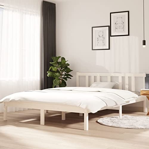 Teenpull Massivholzbett Weiß 140x200 cm, Kiefernholz Bettrahmen mit Kopfteil, Stabil Sperrholzlatten, Modern Schlafzimmer Möbel Set Teenpull Massivholzbett Weiß 140x200 cm, Kiefernholz Bettrahmen mit Kopfteil, Stabil Sperrholzlatten, Modern Schlafzimmer Möbel Set von Teenpull