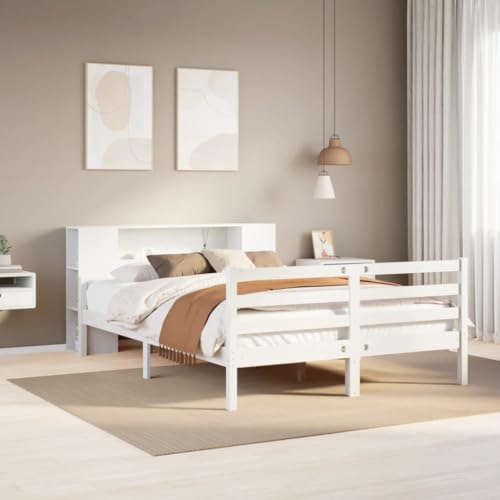 Teenpull Massivholzbett Weiß 150x200 cm aus robuster Kiefer mit integriertem Regal-Kopfteil, Lattenrost und praktischem Fußteil für optimierten Stauraum im Schlafzimmer Teenpull Massivholzbett Weiß 150x200 cm aus robuster Kiefer mit integriertem Regal-Kopfteil, Lattenrost und praktischem Fußteil für optimierten Stauraum im Schlafzimmer von Teenpull