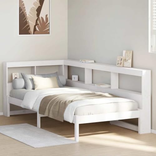 Teenpull Massivholzbett Weiß 90x200 cm Kiefer mit Kopfteil Regal, Stabiler Bettrahmen als solide Basis für Schlafzimmer Möbel, Stauraum ohne Matratze. Teenpull Massivholzbett Weiß 90x200 cm Kiefer mit Kopfteil Regal, Stabiler Bettrahmen als solide Basis für Schlafzimmer Möbel, Stauraum ohne Matratze. von Teenpull