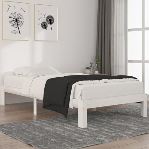 Teenpull Massivholzbett Weiß Kiefer 100x200 cm, Stabiler Einzelbettrahmen für Schlafzimmer, Modernes Bettgestell mit Solider Basis, Robuste Massivholz Möbel für Matratze, Jugendbett Teenpull Massivholzbett Weiß Kiefer 100x200 cm, Stabiler Einzelbettrahmen für Schlafzimmer, Modernes Bettgestell mit Solider Basis, Robuste Massivholz Möbel für Matratze, Jugendbett von Teenpull