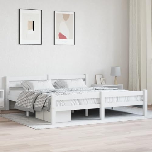 Teenpull Massivholzbett Weiß Kiefer 180x200 cm, Robustes Bettrahmen mit Kopfteil, Modernes Plattform Bettgestell aus massivem Holz, Langlebige Schlafzimmer Möbel Basis Teenpull Massivholzbett Weiß Kiefer 180x200 cm, Robustes Bettrahmen mit Kopfteil, Modernes Plattform Bettgestell aus massivem Holz, Langlebige Schlafzimmer Möbel Basis von Teenpull