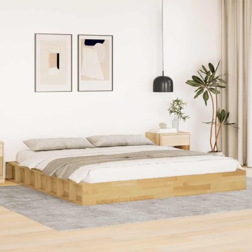Teenpull Massivholzbett aus massivem Eichenholz, 180x200 cm, Robustes Bettgestell ohne Matratze, mit integriertem Stauraum & stabilen Lattenrost – Langlebiges Schlafzimmer Möbel Bettrahmen Plattform von Teenpull
