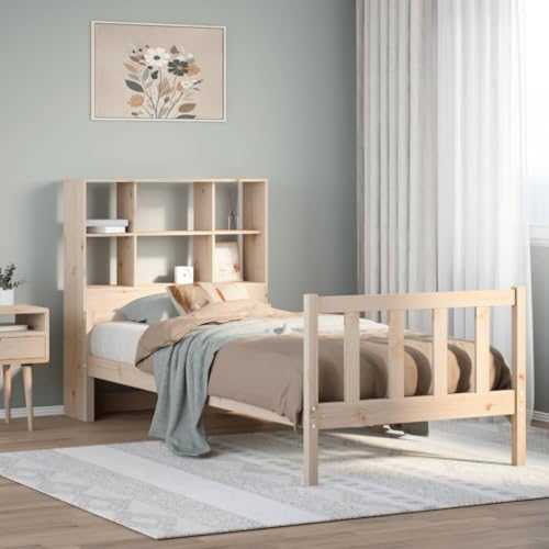 Teenpull Massivholzbett aus unbehandeltem Kiefernholz mit integriertem Bücherregal, 90x190 cm, stabiles Einzelbettgestell für erholsamen Schlaf, viel Stauraum Teenpull Massivholzbett aus unbehandeltem Kiefernholz mit integriertem Bücherregal, 90x190 cm, stabiles Einzelbettgestell für erholsamen Schlaf, viel Stauraum von Teenpull