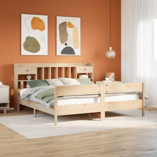Teenpull Massivholzbett aus unbehandeltem Kiefernholz mit integriertem Bücherregal Kopfteil, Lattenrost und Stauraum, ohne Matratze, 180x200 cm Bettrahmen für Schlafzimmer Möbel Teenpull Massivholzbett aus unbehandeltem Kiefernholz mit integriertem Bücherregal Kopfteil, Lattenrost und Stauraum, ohne Matratze, 180x200 cm Bettrahmen für Schlafzimmer Möbel von Teenpull