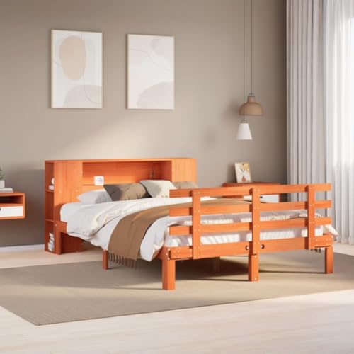 Teenpull Massivholzbettrahmen 140x190 cm aus robustem Kiefernholz, wachsbraun, mit integriertem Kopfteil Regal für Stauraum, stabiles Bett für Schlafzimmer Möbel mit Plattform Basis. Teenpull Massivholzbettrahmen 140x190 cm aus robustem Kiefernholz, wachsbraun, mit integriertem Kopfteil Regal für Stauraum, stabiles Bett für Schlafzimmer Möbel mit Plattform Basis. von Teenpull