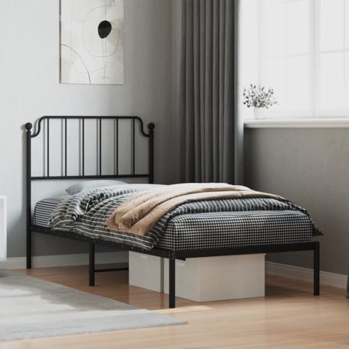 Teenpull Metall Bettgestell Schwarz 90x200 cm mit Kopfteil, Robuster Stahlrahmen für Einzelbetten, Zusätzlicher Stauraum, Stützende Latten Teenpull Metall Bettgestell Schwarz 90x200 cm mit Kopfteil, Robuster Stahlrahmen für Einzelbetten, Zusätzlicher Stauraum, Stützende Latten von Teenpull