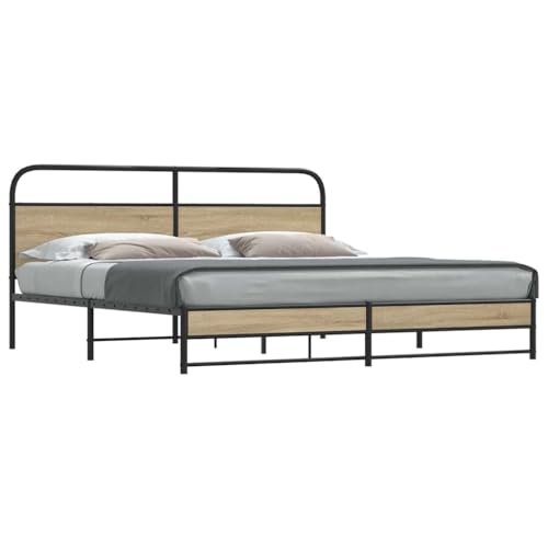 Teenpull Metallbett Gestell 180x200 cm Räuchereiche Optik, Robustes Stahl Bettrahmen mit Kopfteil, Stabil für Schlafzimmer Möbel, Langlebige Plattform Basis ohne Matratze Teenpull Metallbett Gestell 180x200 cm Räuchereiche Optik, Robustes Stahl Bettrahmen mit Kopfteil, Stabil für Schlafzimmer Möbel, Langlebige Plattform Basis ohne Matratze von Teenpull