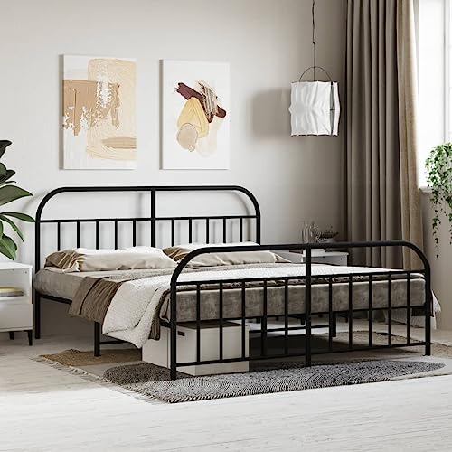 Teenpull Metallbett Gestell Schwarz 180x200 cm, Robustes Doppelbett mit Kopfteil, Fußteil & Plattform für Schlafzimmer, Stabiles Möbelstück ohne Matratze, Bietet zusätzlichen Stauraum Teenpull Metallbett Gestell Schwarz 180x200 cm, Robustes Doppelbett mit Kopfteil, Fußteil & Plattform für Schlafzimmer, Stabiles Möbelstück ohne Matratze, Bietet zusätzlichen Stauraum von Teenpull