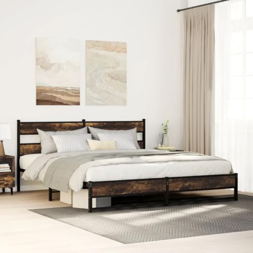 Teenpull Metallbett Räuchereiche Stahl Holzwerkstoff 200x200 cm Robustes Bettgestell mit Kopfteil für Schlafzimmer, ohne Matratze, langlebiges Plattform-Design mit Stauraum Teenpull Metallbett Räuchereiche Stahl Holzwerkstoff 200x200 cm Robustes Bettgestell mit Kopfteil für Schlafzimmer, ohne Matratze, langlebiges Plattform-Design mit Stauraum von Teenpull