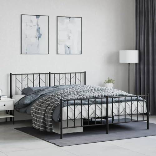 Teenpull Metallbett Schwarz 160x200 cm, Robustes Stahlbettgestell mit Fußteil, modernes Plattform-Design für Schlafzimmer, Stabiler Matratzenrahmen Teenpull Metallbett Schwarz 160x200 cm, Robustes Stahlbettgestell mit Fußteil, modernes Plattform-Design für Schlafzimmer, Stabiler Matratzenrahmen von Teenpull