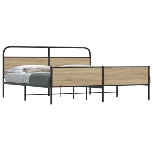 Teenpull Metallbett Stahlrahmen mit Lattenrost Räuchereiche Holzoptik, 193x203 cm Matratzengröße, Robustes Bettgestell mit Kopfteil, Stabiler Schlafzimmer Rahmen für optimalen Komfort Teenpull Metallbett Stahlrahmen mit Lattenrost Räuchereiche Holzoptik, 193x203 cm Matratzengröße, Robustes Bettgestell mit Kopfteil, Stabiler Schlafzimmer Rahmen für optimalen Komfort von Teenpull