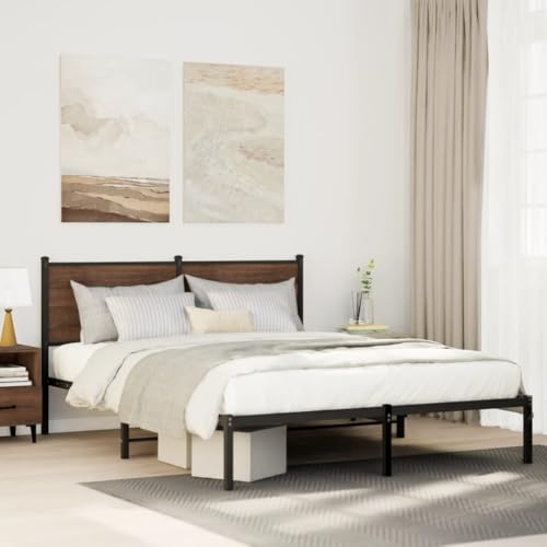 Teenpull Metallbett ohne Matratze, Braun Eichen-Optik, Robustes Stahlgestell für 137x190 cm Matratze, mit integriertem Kopfteil und Stauraum, stabiles Plattformbett für Schlafzimmer Möbel. Teenpull Metallbett ohne Matratze, Braun Eichen-Optik, Robustes Stahlgestell für 137x190 cm Matratze, mit integriertem Kopfteil und Stauraum, stabiles Plattformbett für Schlafzimmer Möbel. von Teenpull