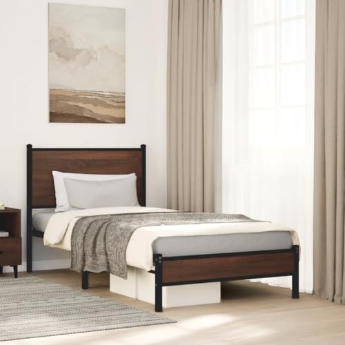 Teenpull Metallbett ohne Matratze Braun Eichen-Optik 80x200 cm, Robustes Bettgestell mit Lattenrost, Stahlrahmen für Matratzen Unterstützung Teenpull Metallbett ohne Matratze Braun Eichen-Optik 80x200 cm, Robustes Bettgestell mit Lattenrost, Stahlrahmen für Matratzen Unterstützung von Teenpull