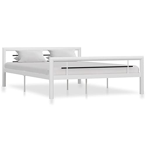 Teenpull Metallbettgestell Weiß und Schwarz, 140x200 cm, Robustes Doppelbett mit Lattenrost, modernes Design für Schlafzimmer, einfache Montage, stabile Schlafunterstützung Teenpull Metallbettgestell Weiß und Schwarz, 140x200 cm, Robustes Doppelbett mit Lattenrost, modernes Design für Schlafzimmer, einfache Montage, stabile Schlafunterstützung von Teenpull