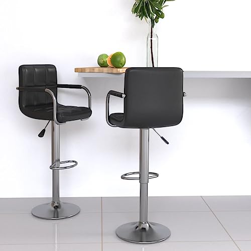 Teenpull Modern Adjustable Swivel Bar Stools, Set of 2, Black Faux Leather, Counter Height Kitchen Dining Chairs von Teenpull