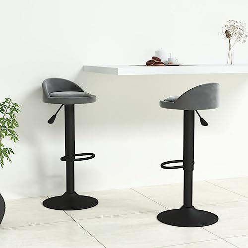 Teenpull Modern Adjustable Swivel Bar Stools, Set of 2, Dark Gray Velvet Upholstered Kitchen Counter Height Chairs with Footrest von Teenpull