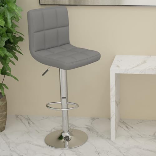 Teenpull Modern Adjustable Swivel Bar Stools, Set of 2, Grey Fabric Counter Height Chairs for Kitchen Island Dining Room, Stable Chrome Base with Footrest von Teenpull