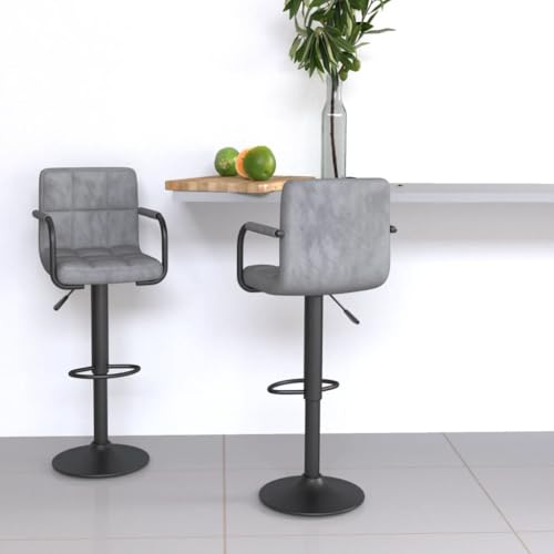 Teenpull Modern Adjustable Swivel Bar Stools, Set of 2, Light Gray Velvet Kitchen Counter Height Chairs with Backs, Tall Dining Room Seating for Home Bar Island von Teenpull