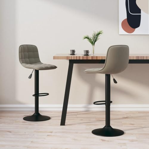 Teenpull Modern Adjustable Swivel Bar Stools, Set of 2, Light Gray Velvet Kitchen Counter Height Chairs with Footrest for Dining Room and Home Bar von Teenpull