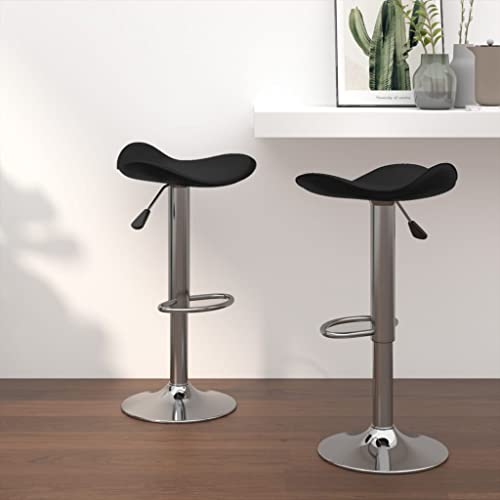 Modern Adjustable Swivel Bar Stools, Set of 2 Black Faux Leather Kitchen Counter Chairs with Chrome Steel Base von Teenpull