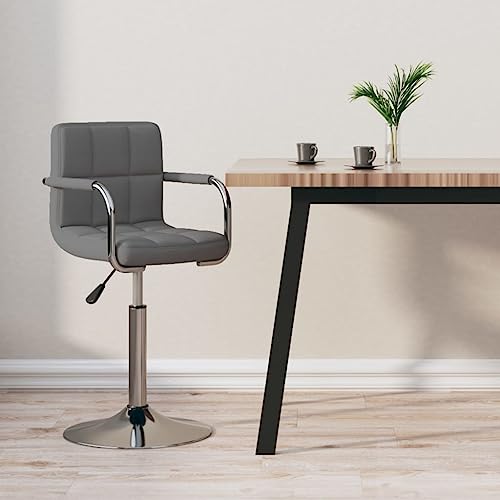 Teenpull Modern Adjustable Swivel Bar Stools, Set of 2 Counter Height Chairs for Kitchen Island Dining Room, Light Gray Fabric Upholstery, Chrome Steel Base von Teenpull