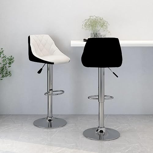 Teenpull Modern Adjustable Swivel Bar Stools, Set of 2 Faux Leather Kitchen Counter Chairs with Footrest, Dining Room Seating von Teenpull