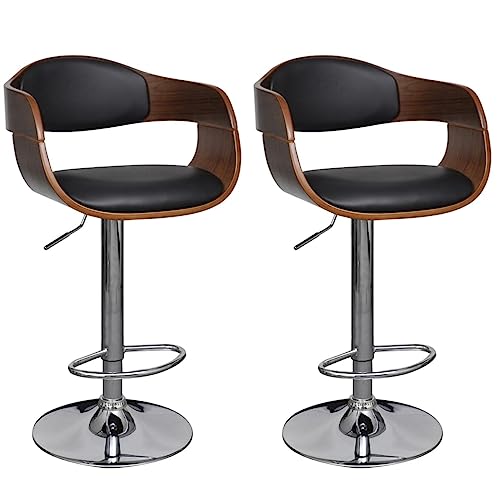 Teenpull Modern Adjustable Swivel Bar Stools Set, Counter Height Kitchen Chairs with Back, Faux Leather & Bentwood Dining Room Seating von Teenpull