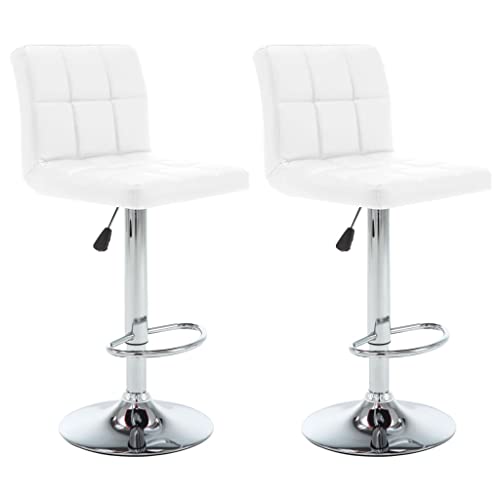 Teenpull Modern Adjustable Swivel Bar Stools Set of 2, White Faux Leather Counter Chairs with Back for Kitchen Island Dining Room von Teenpull
