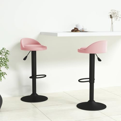 Teenpull Modern Adjustable Velvet Bar Stools, Set of 2 Pink Swivel Kitchen Counter Chairs with Backs for Dining Room Teenpull Modern Adjustable Velvet Bar Stools, Set of 2 Pink Swivel Kitchen Counter Chairs with Backs for Dining Room von Teenpull