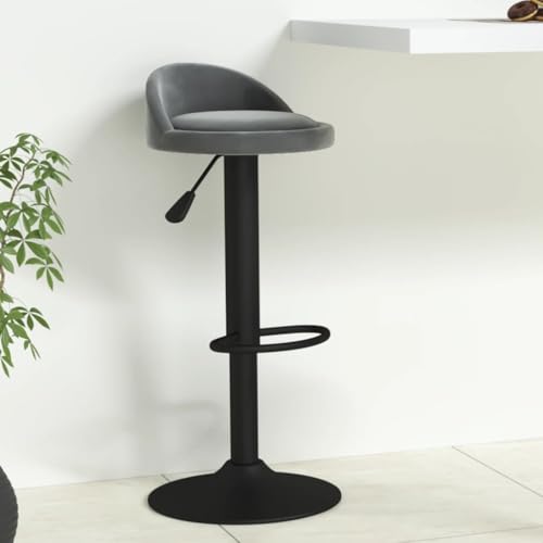 Teenpull Modern Bar Stool Set, Adjustable Swivel Kitchen Counter Chairs, Dark Gray Velvet Upholstered Dining Room Seating with Footrest von Teenpull